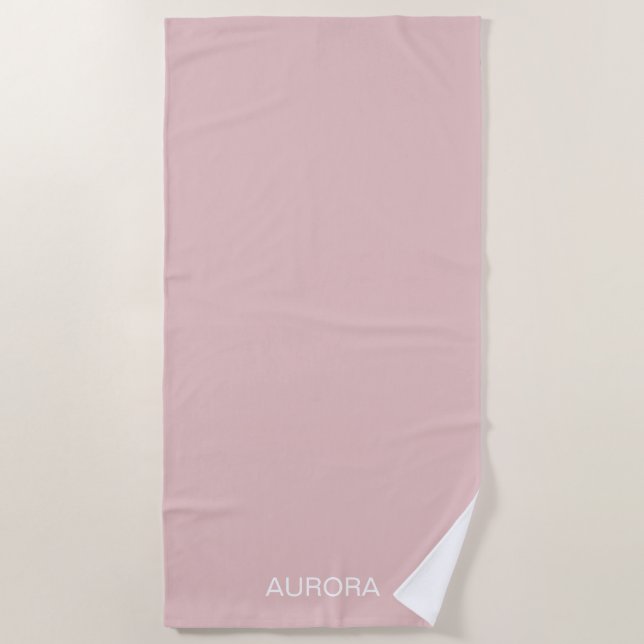 Elegant Dusty Blush Personalised Name -  Beach Towel (Front)