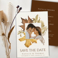 Elegant Dusty Brown Autumn Foliage Fall Wedding