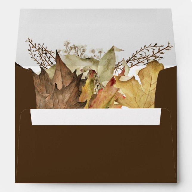 Elegant Dusty Brown Rustic Autumn Fall Wedding Envelope (Creator Uploaded)