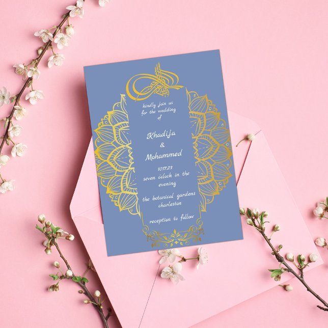 ELEGANT dusty bue ISLAMIC WEDDING  Invitation (Creator Uploaded)