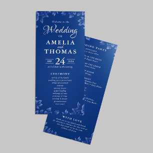 Elegant Dusty French Blue Vintage Floral Wedding Programme