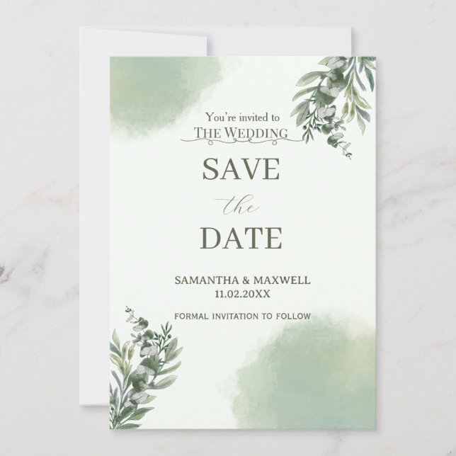 Elegant Dusty Green  Classic Save The Date Flyer Invitation (Front)
