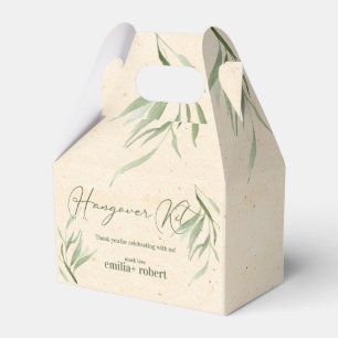 Elegant ,Dusty Green Leaves, Craft Paper Favour Box