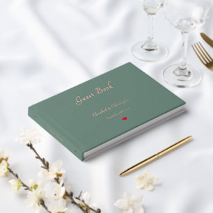 Elegant Dusty Green Rose Gold Weddings Anniversary Guest Book