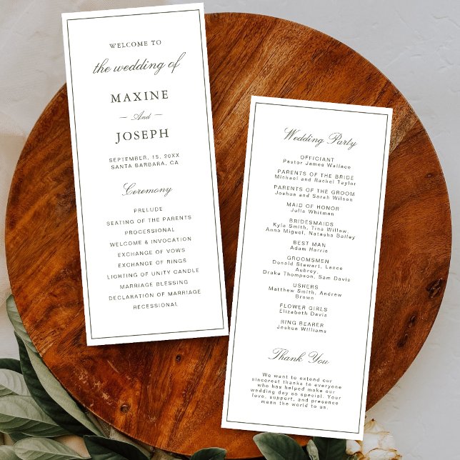 Elegant Dusty Green Script Classic Wedding Programme (Elegant dusty green wedding programs add a polished touch while sharing every detail.)