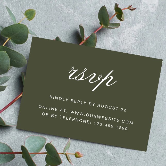 Elegant Dusty Green Script Classic Wedding RSVP Card (Elegant dusty green script RSVP cards add classic elegance while simplifying guest responses.)