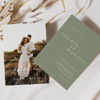 Elegant Dusty Green Script Photo Classic Wedding