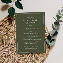Elegant Dusty Green Script Rehearsal Dinner