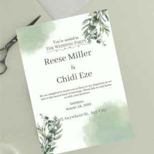Elegant Dusty Green Script Wedding Anniversary Invitation
