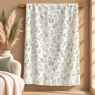Elegant Dusty Green Watercolor Leaf Blanket