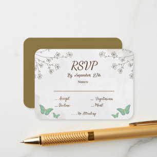 Elegant dusty green watercolor & mini floral RSVP Enclosure Card