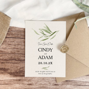 Elegant Dusty Greenery Foliage Wedding Save The Date