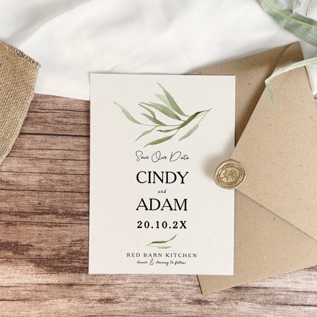 Elegant Dusty Greenery Foliage Wedding Save The Date (Creator Uploaded)