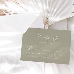 Elegant Dusty Grey Calligraphy RSVP Card