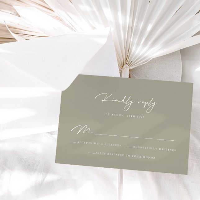 Elegant Dusty Grey Calligraphy RSVP Card (Creator Uploaded)