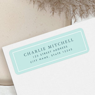 Elegant dusty light aqua blue return address