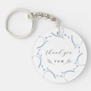 Elegant Dusty Light Blue Circle style Thank You Key Ring