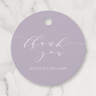Elegant Dusty Lilac Art Deco Wedding Thank You Favour Tags