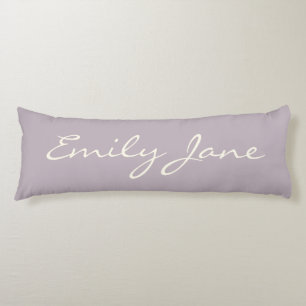 Elegant Dusty Lilac Handwritten Script Name Custom Body Cushion