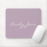 Elegant Dusty Lilac Handwritten Script Name Custom Mouse Mat<br><div class="desc">This custom mouse pad features your name in beautiful handwritten script lettering on a stylish dusty lilac background. Great gift idea.</div>