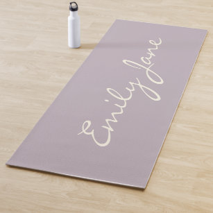 Elegant Dusty Lilac Handwritten Script Name Custom Yoga Mat