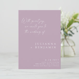 Elegant Dusty Lilac Minimalist Chic Script Wedding Invitation