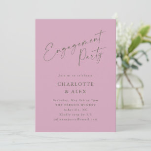 Elegant Dusty Mauve Calligraphy Engagement Party Invitation