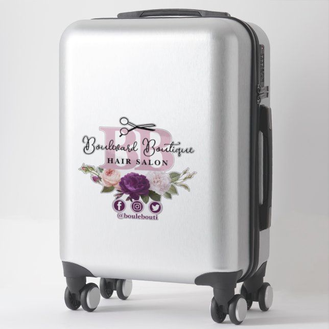 Elegant Dusty Mauve Floral Hair Salon Stylist Logo (Suitcase)