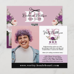 Elegant Dusty Mauve Floral Salon Photo Marketing Postcard