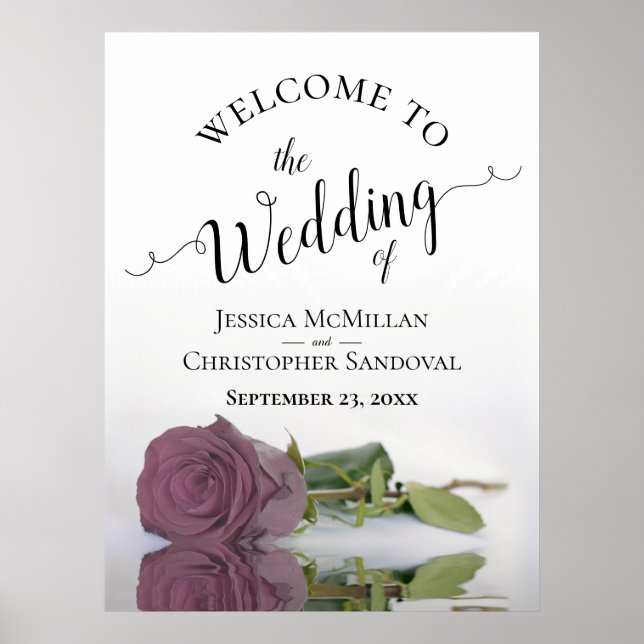 Elegant Dusty Mauve Pink Rose Chic Wedding Welcome Poster (Front)