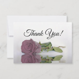Elegant Dusty Mauve Pink Rose Simple Wedding Thank You Card