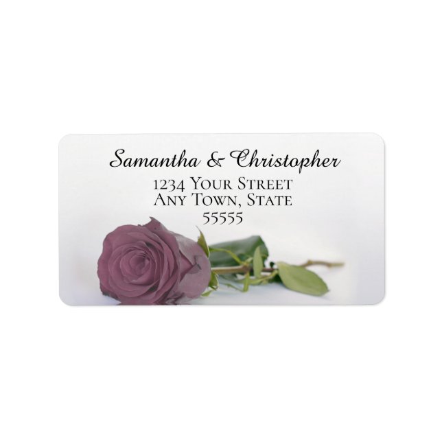 Elegant Dusty Mauve Pink Rose Wedding Address Label (Front)