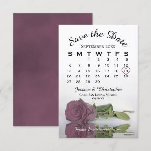 Elegant Dusty Mauve Pink Rose Wedding Calendar Save The Date