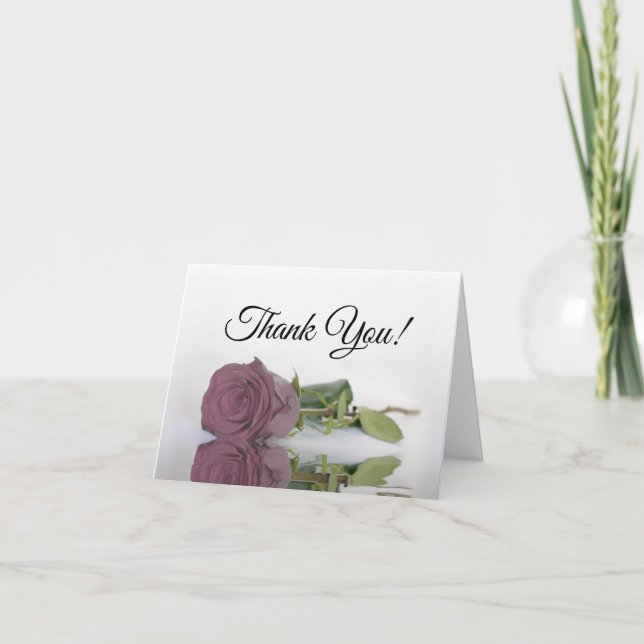 Elegant Dusty Mauve Pink Rose Wedding Photo Inside Thank You Card (Front)