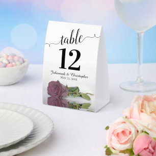 Elegant Dusty Mauve Pink Rose Wedding Table Number