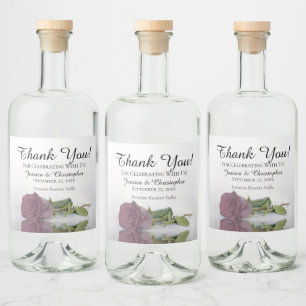 Elegant Dusty Mauve Pink Rose Wedding Thank You Liquor Bottle Label