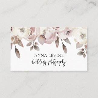 Elegant Dusty Mauve Rose Floral Border Business Card