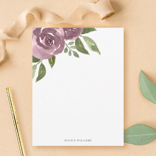 Elegant Dusty Mauve Watercolor Floral Stationery Card