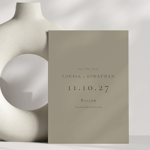 Elegant Dusty Olive Formal Minimalist Wedding Save The Date