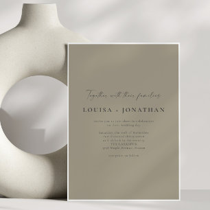 Elegant Dusty Olive Minimalist Script Wedding Invitation