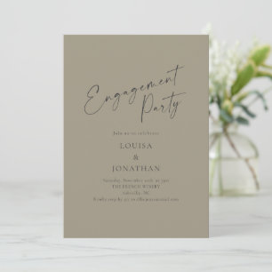 Elegant Dusty Olive Script Engagement Party Invitation