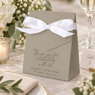 Elegant Dusty Olive Trendy Script Custom Thank You Favour Box