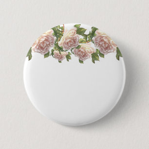 Elegant dusty peachy orange white floral rose 6 cm round badge