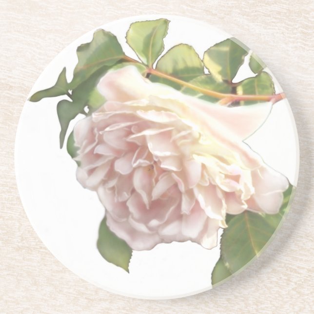 Elegant dusty peachy orange white floral rose coaster (Front)