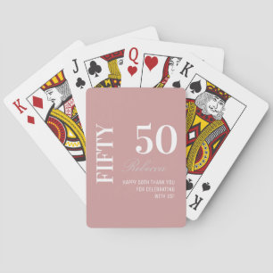 Elegant Dusty Pink 50th Birthday Name  Playing Cards