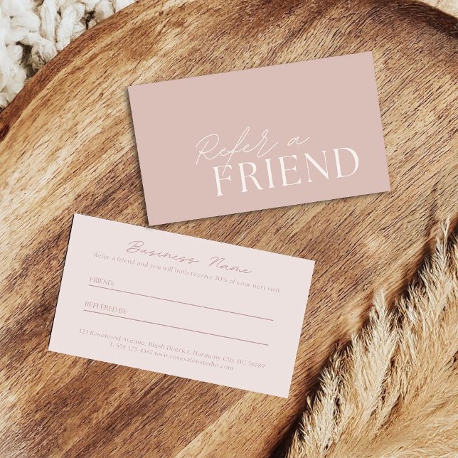 Elegant Dusty Pink Beauty Referral Card  (Creator Uploaded)