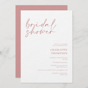 Elegant dusty pink casual script bridal shower invitation