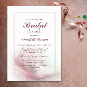 Elegant Dusty Pink Feather Bridal Brunch Invitation