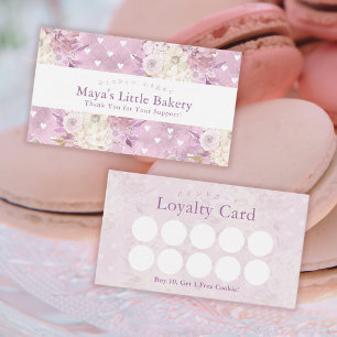 Elegant Dusty Pink Floral Bakery Loyalty Business Card