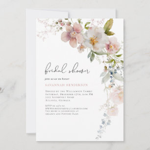 Elegant Dusty Pink Floral Bridal Shower Invitation